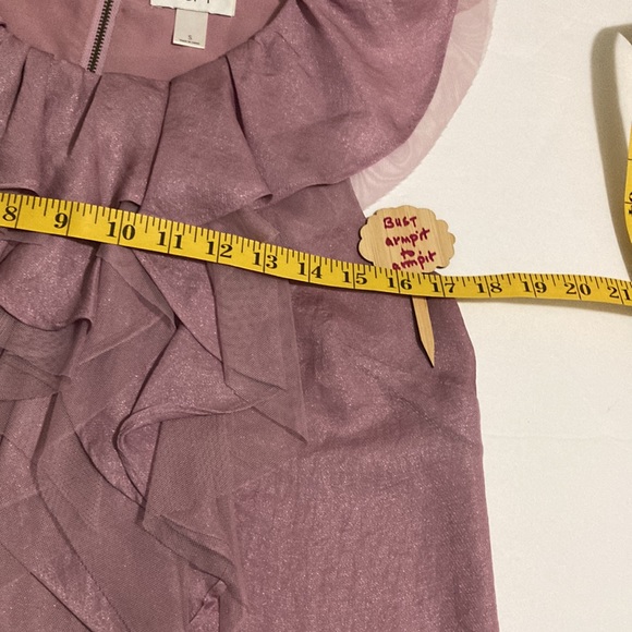 Loft SZ S sleeveless ruffled collared lilac with lining blouse & visible zipper - Picture 6 of 6